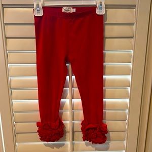 Pearls and Piggytails ruffle pants. Sz 4. Red. EUC
